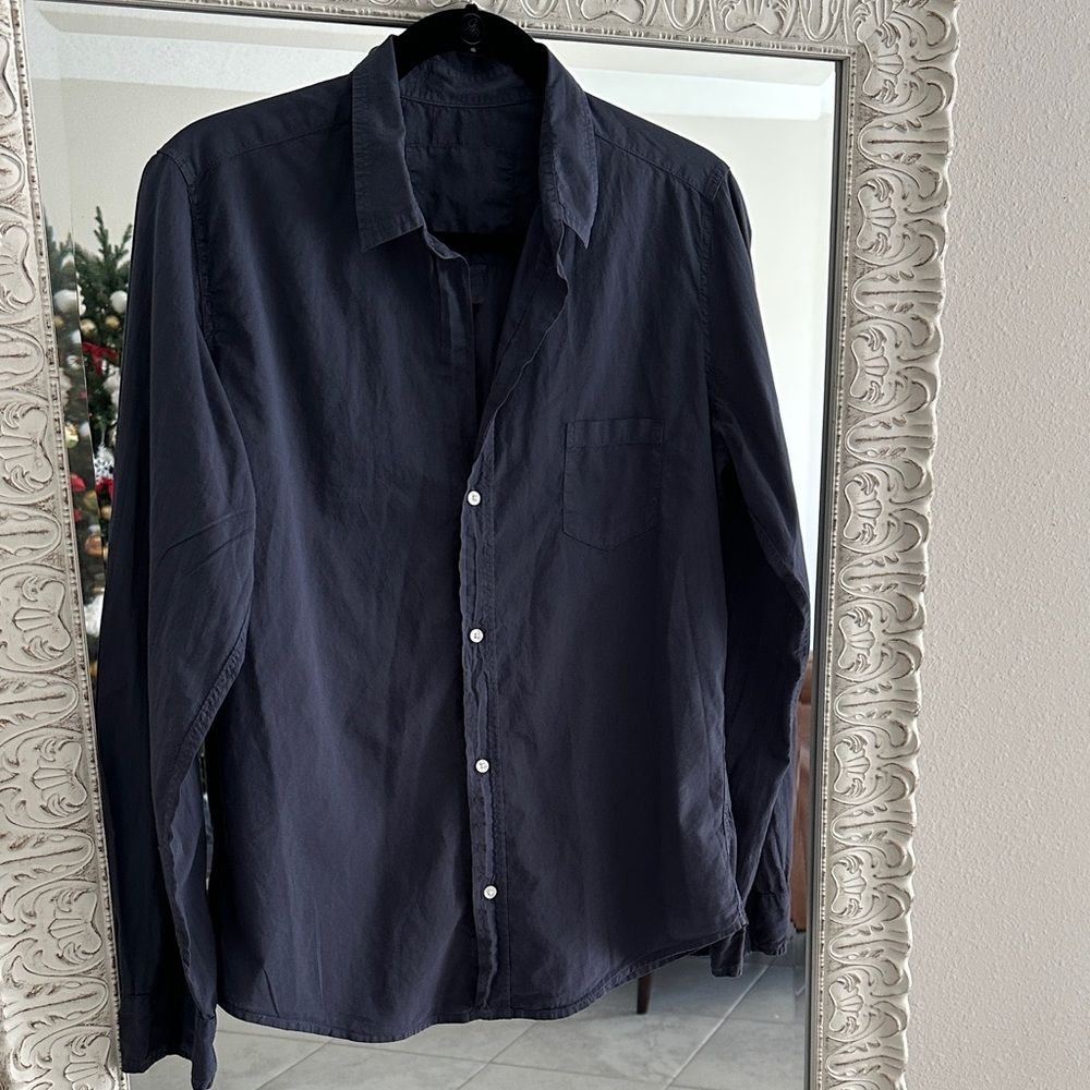 Frank & Eileen Dark Blue Casual Barry Button Down Shirt